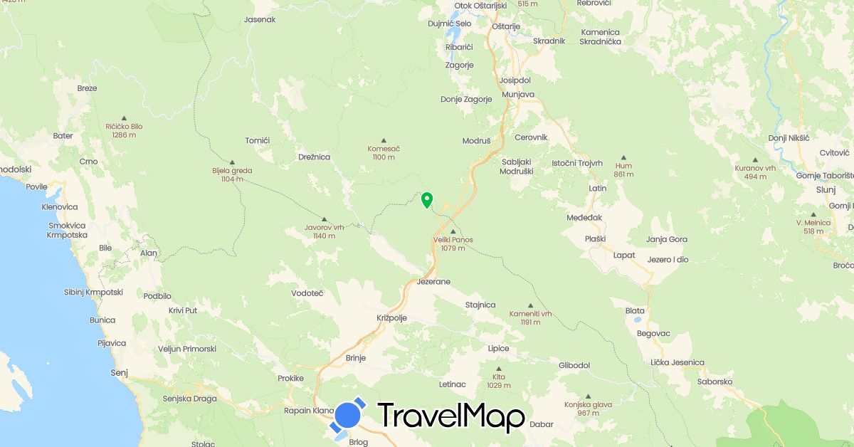 TravelMap itinerary: bus in Croatia (Europe)